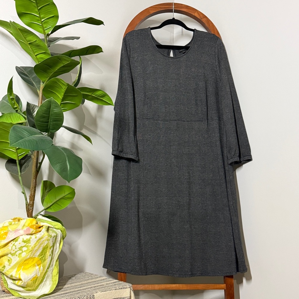 J. Jill Wearever Collection 2X Charcoal Gray Long Sleeve Fit and Flare Dress